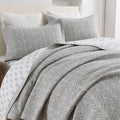 White and grey cotton quilted coverlet set