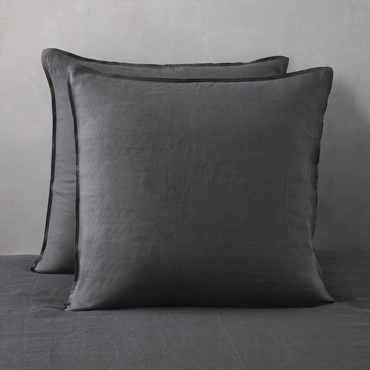 French linen euro pillowcase pair in charcoal