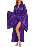 Long satin kimono robe