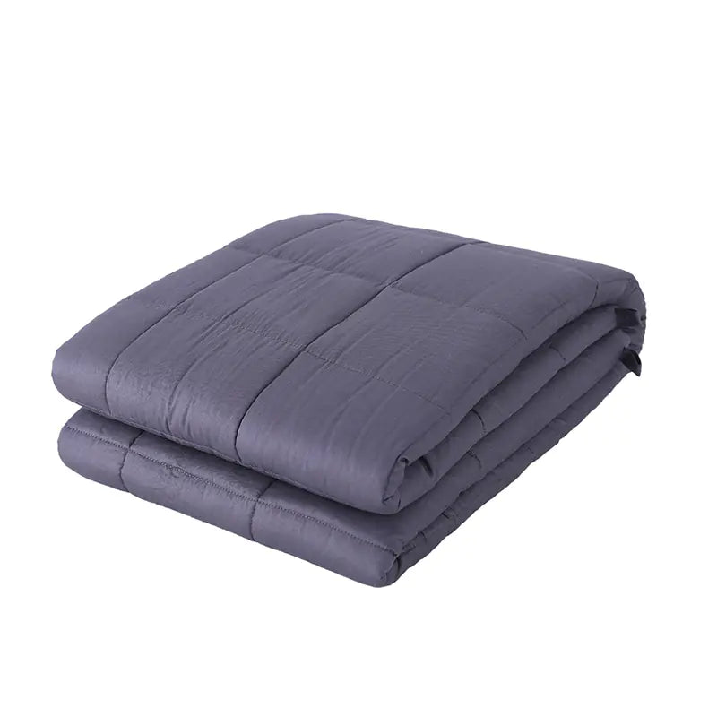 Dark grey cotton weighted blanket, folded