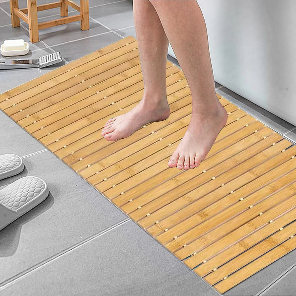Bamboo non-slip shower mat