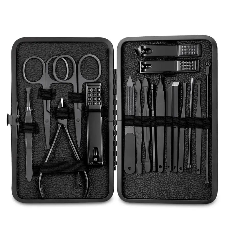18-Piece Black Manicure & Grooming Set