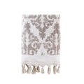 Fringed Turkish cotton jacquard bath towel in taupe