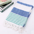 Striped Cotton Beach Towel with Knotted Fringe