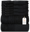 Cotton 12-piece towel set black