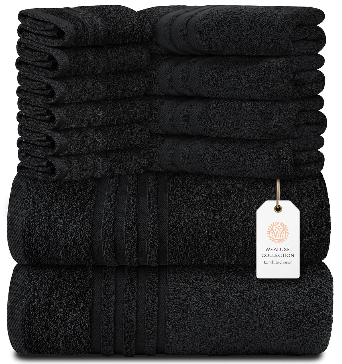 Cotton 12-piece towel set black