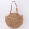 Round Woven Straw Shoulder Bag