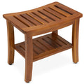 Solid teak shower bench