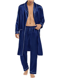 Satin kimono robe and trouser set