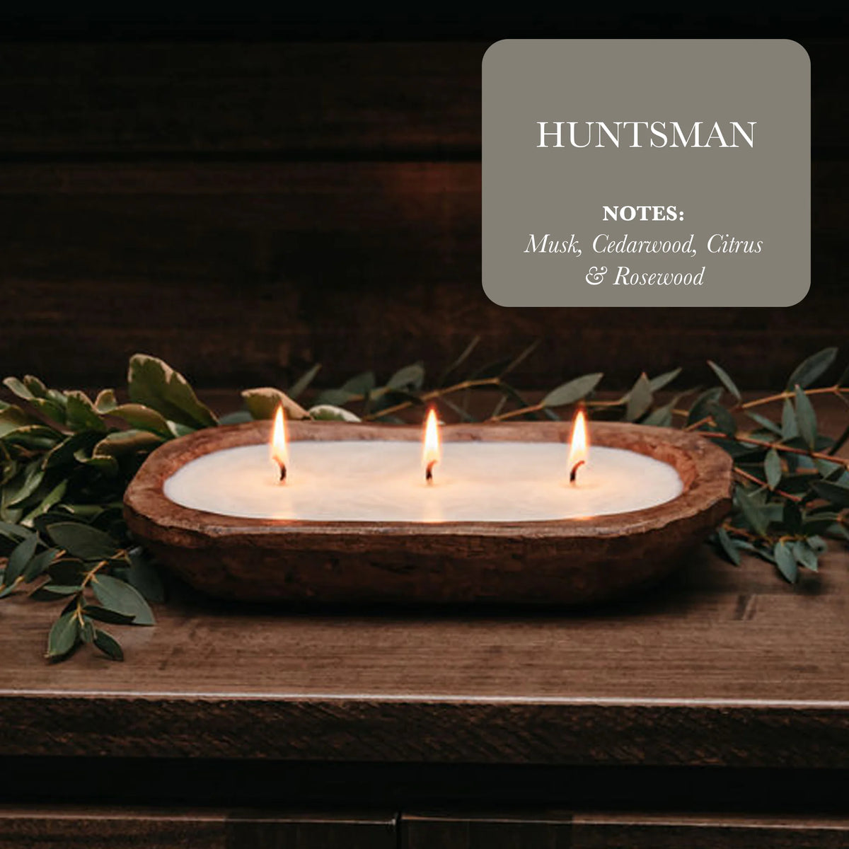 Musk cedarwood rosewood 3-wick candle