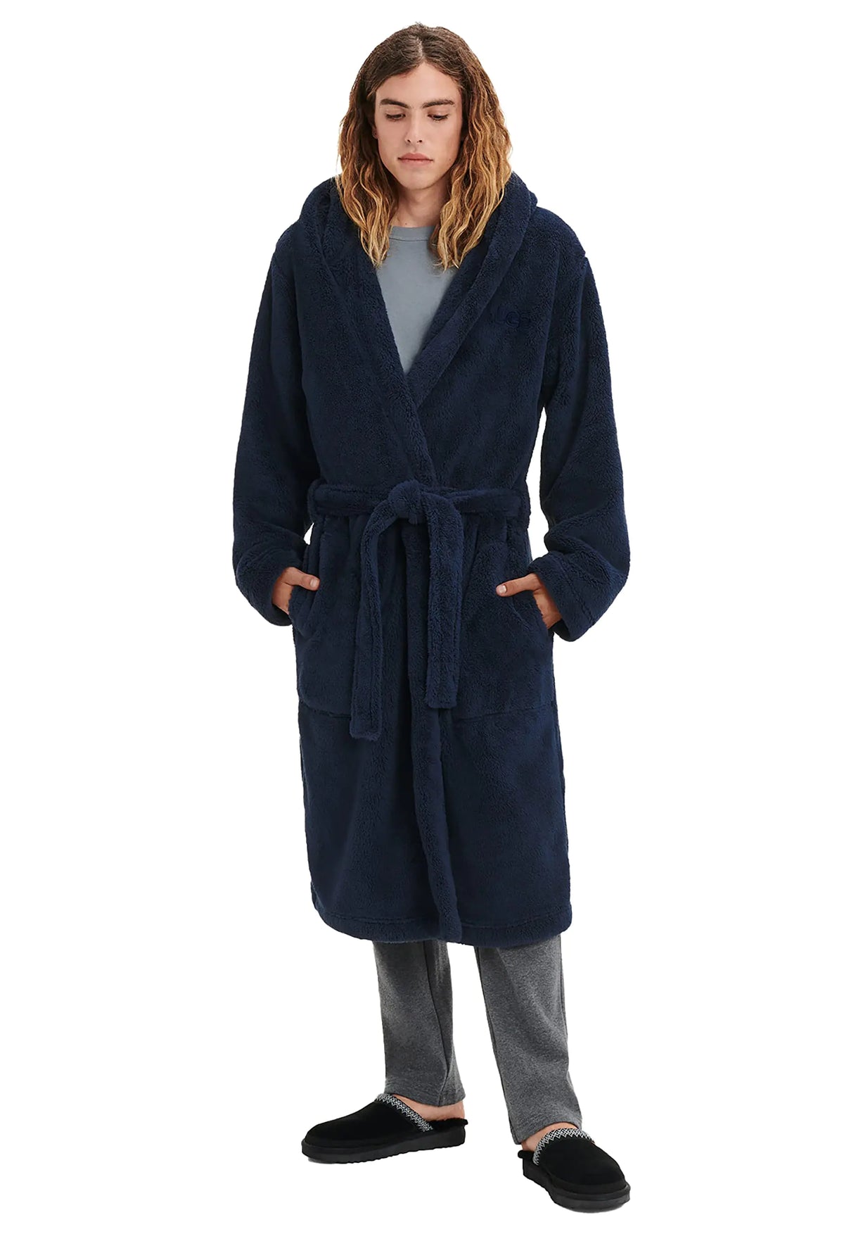 Plush cotton-blend hooded robe