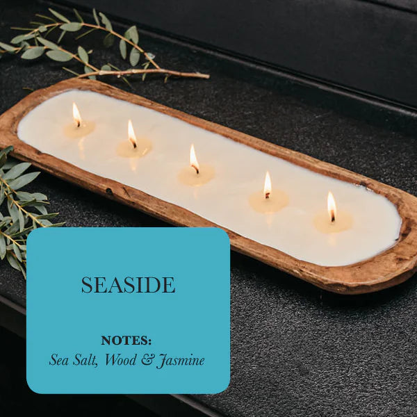 Sea-salt wood jasmine 5-wick dough-bowl candle