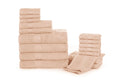 Eighteen-piece beige cotton towel set